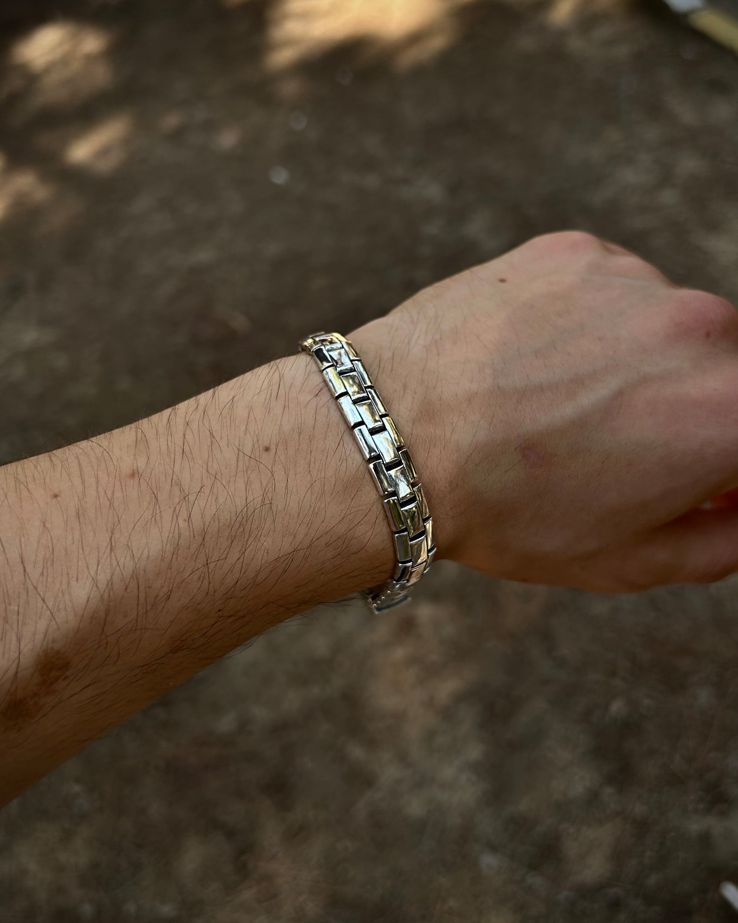 Handcrafted Sterling Silver Box Chain Bracelet - Polished Elegance