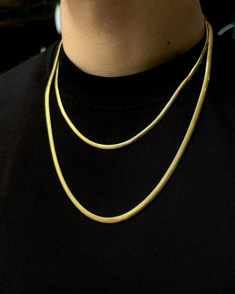 Gold Plated Sterling Silver Herringbone Chain - Classic Italian Design