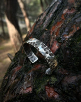 Hand-forged 925 Sterling Silver Cuff Bracelet - Rustic & Adjustable