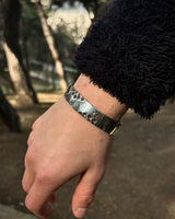 Hand-forged 925 Sterling Silver Cuff Bracelet - Rustic & Adjustable