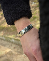 Hand-forged 925 Sterling Silver Cuff Bracelet - Rustic & Adjustable