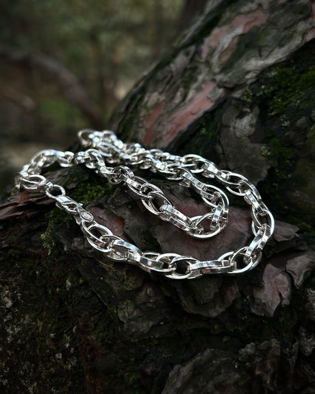 Sterling Silver Oval Link Paperclip Chain Necklace - Fluid Design