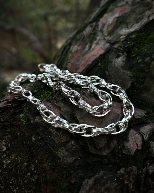 Sterling Silver Oval Link Paperclip Chain Necklace - Fluid Design