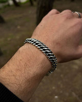 Handcrafted Sterling Silver Heavy Chain Bracelet - Engraved