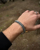 Handcrafted Sterling Silver Heavy Chain Bracelet - Engraved
