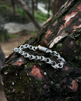 Sterling Silver Oval Link Bracelet - Engraved Handcrafted Design