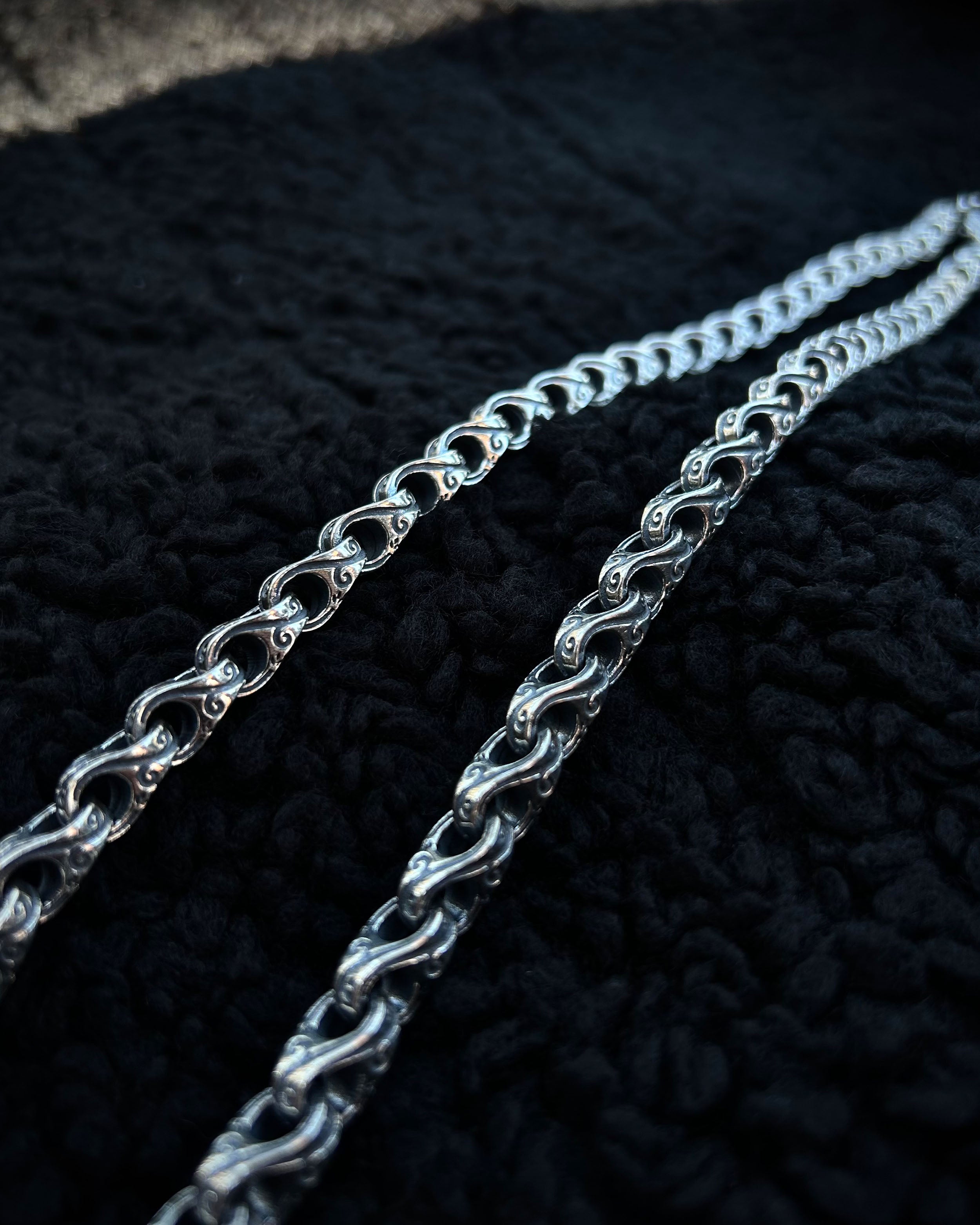 Collier chaîne ovale en argent sterling - Design masculin orné