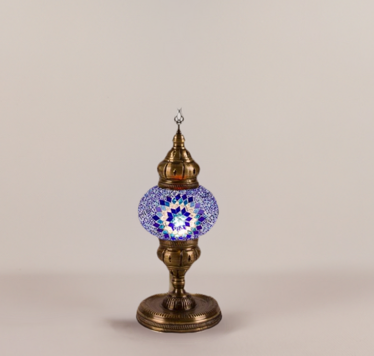 Nazli Mosaic | Handmade Glass Mosaic Desk Lamp, Blue and White Star