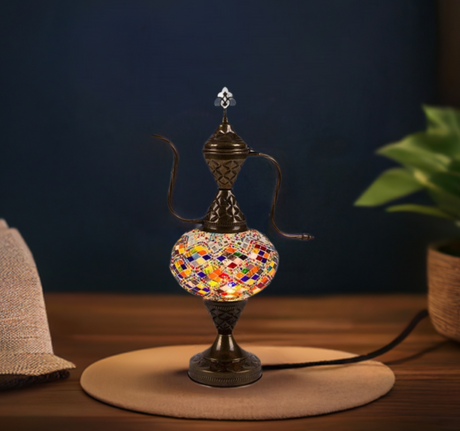 Nazli Mosaic | Handmade Glass Mosaic Desk Lamp, Mosaic Colors Teapot Design