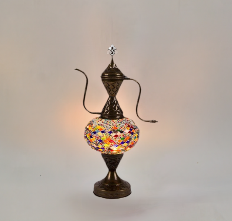 Nazli Mosaic | Handmade Glass Mosaic Desk Lamp, Mosaic Colors Teapot Design