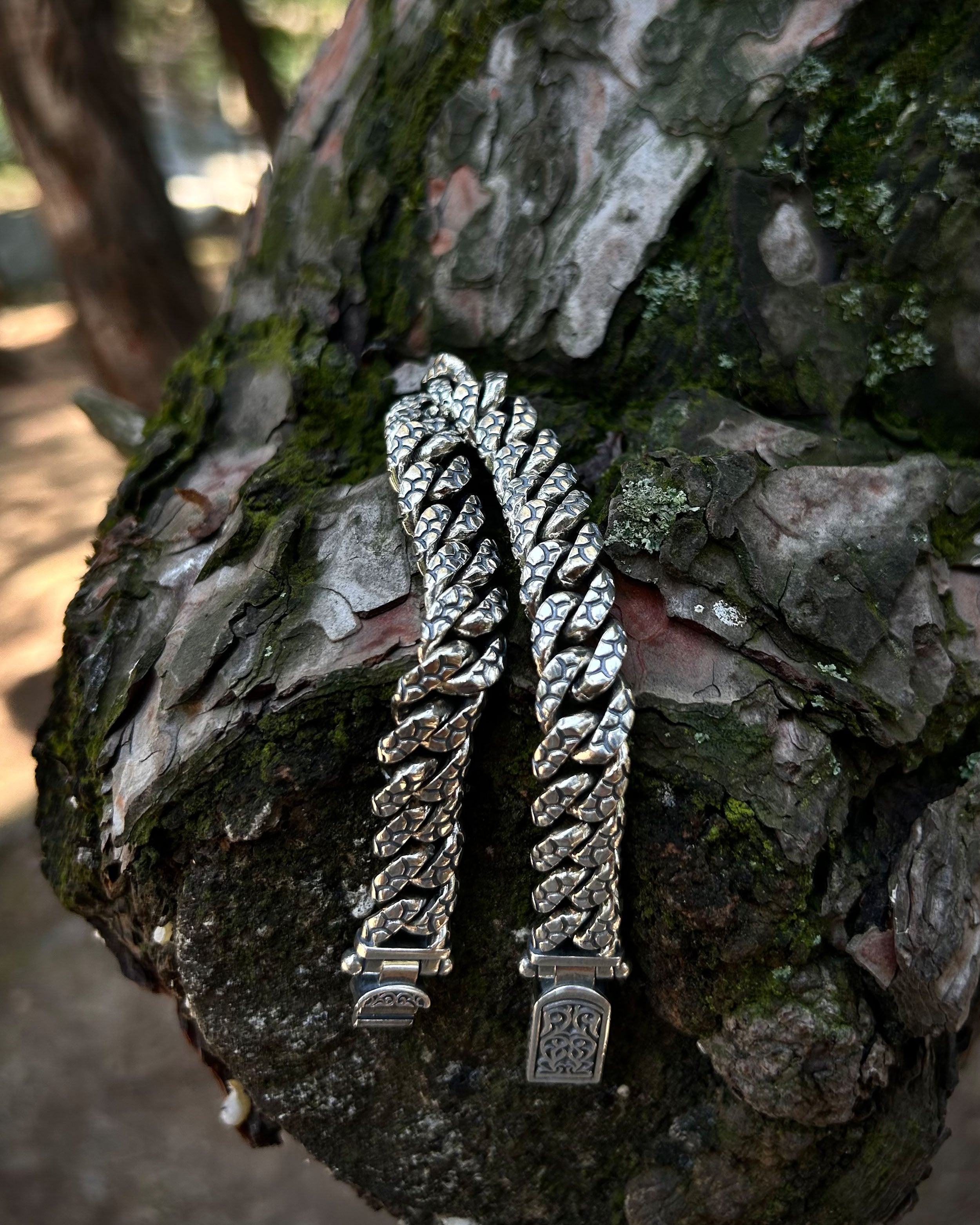 Sterling Silver Woven Chain Bracelet - Byzantine Armor Design