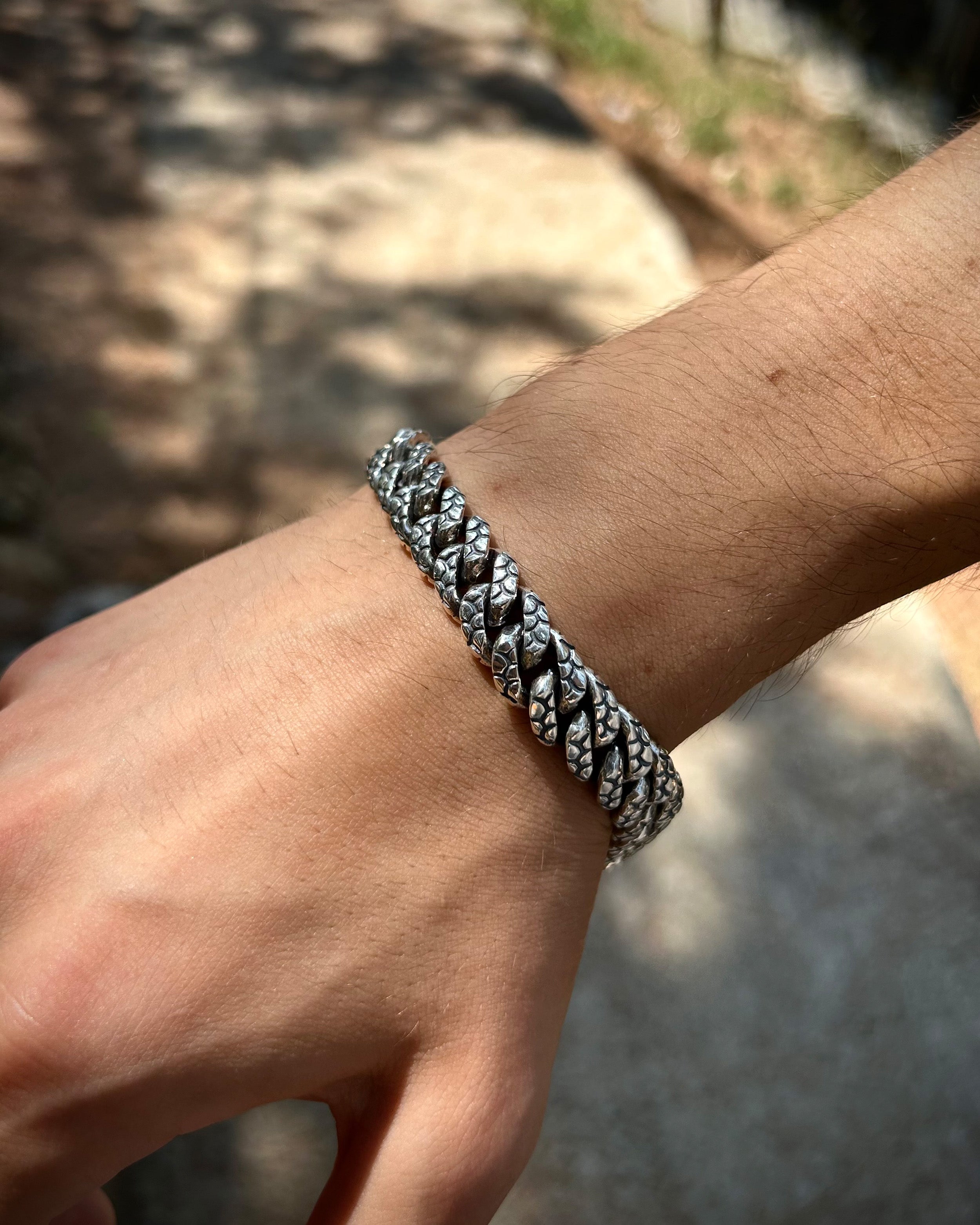 Sterling Silver Woven Chain Bracelet - Byzantine Armor Design