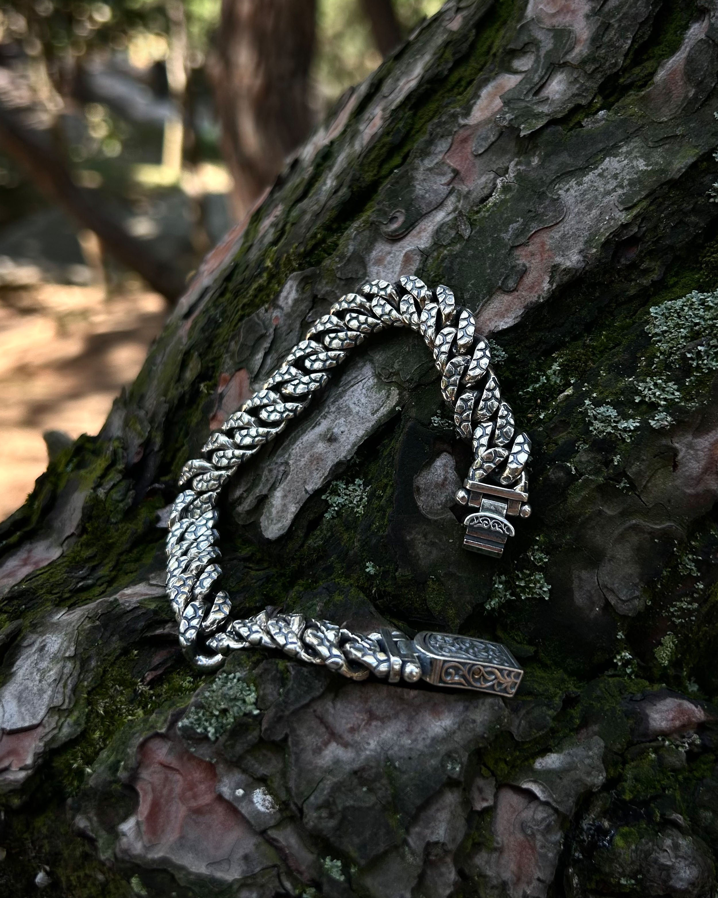 Sterling Silver Woven Chain Bracelet - Byzantine Armor Design