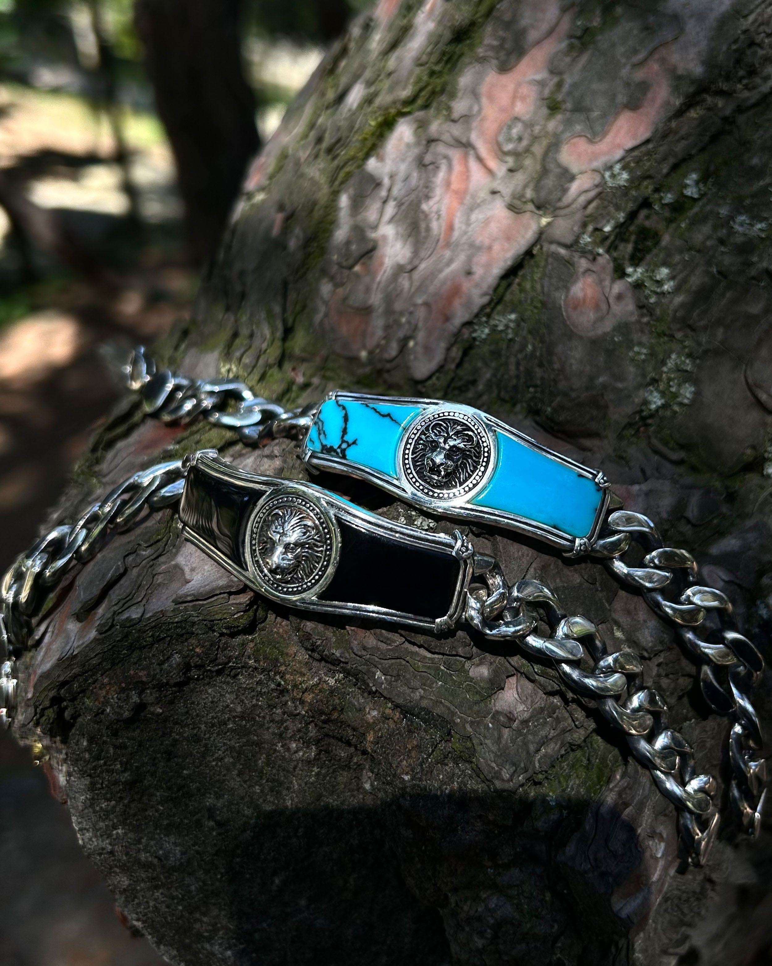Bracelet cubain tête de lion en argent sterling 925 - Déclaration masculine