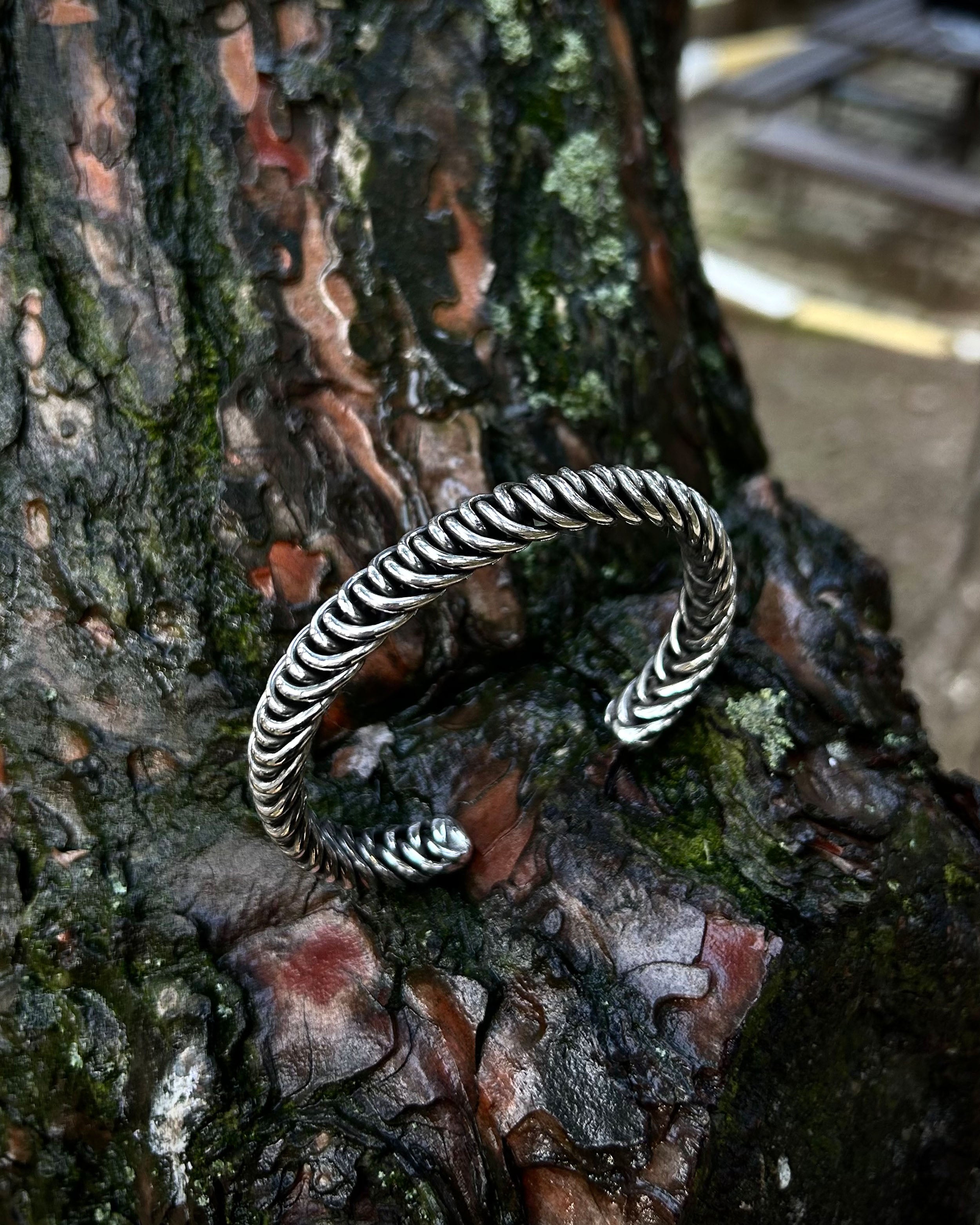 Heavy Sterling Silver Spiral Bracelet - Adjustable Twisted Design