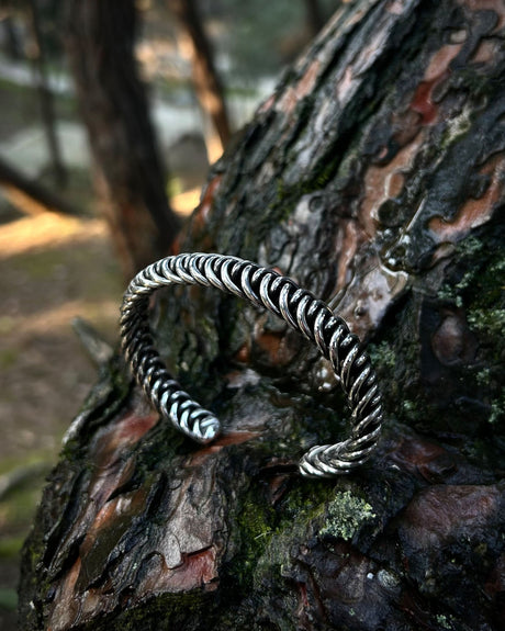 Heavy Sterling Silver Spiral Bracelet - Adjustable Twisted Design