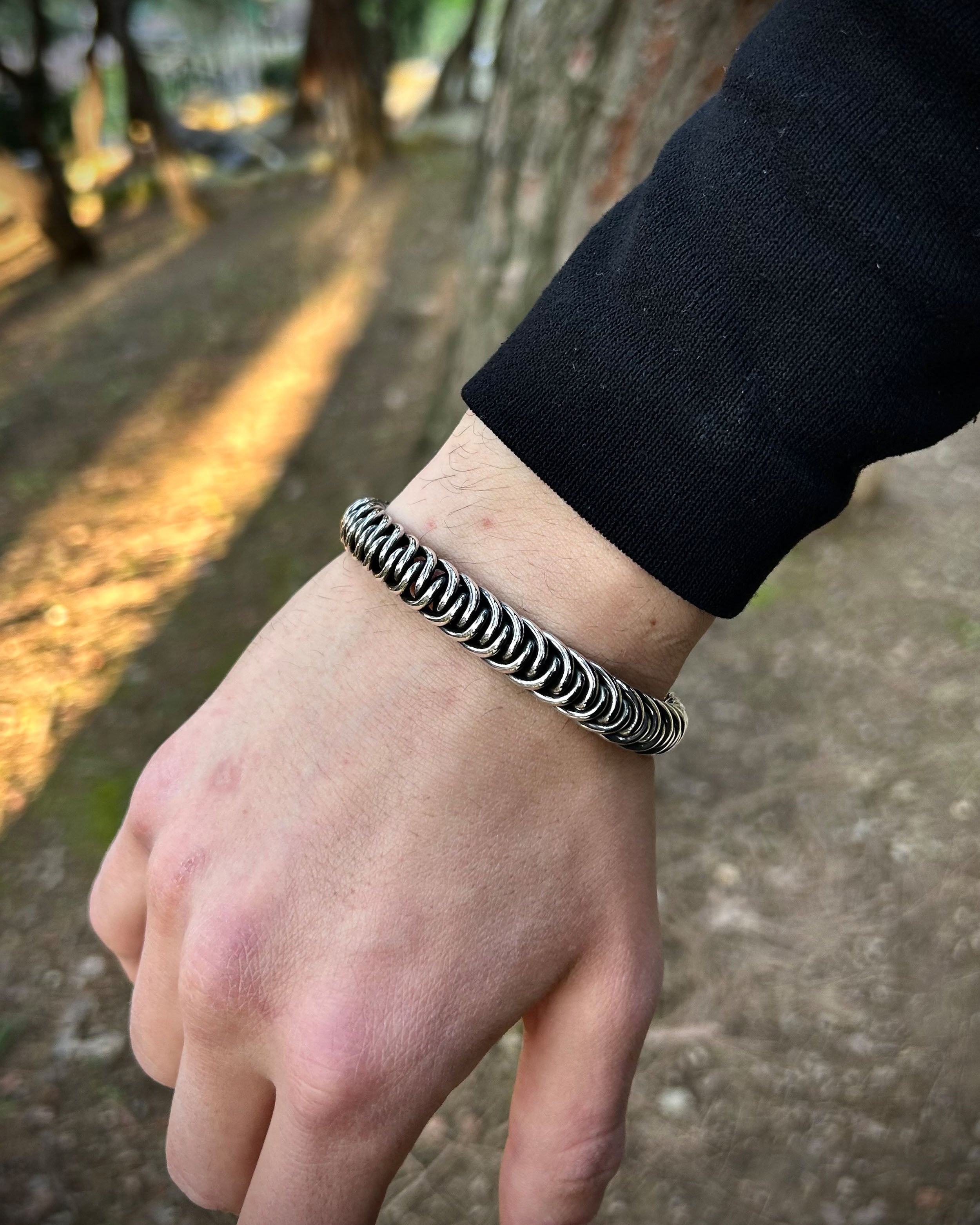 Heavy Sterling Silver Spiral Bracelet - Adjustable Twisted Design