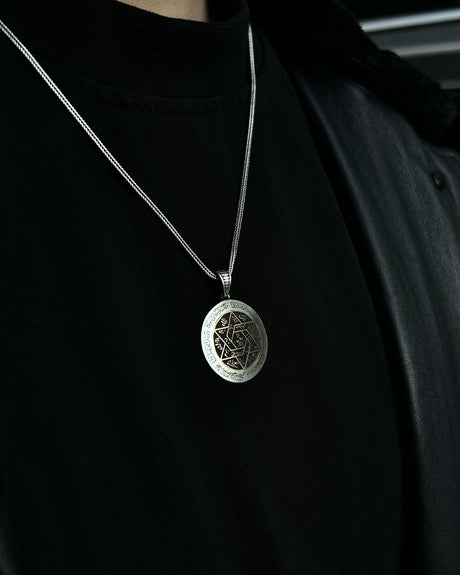 Sterling Silver Seal of Solomon Pendant Necklace - Mystical Talisman