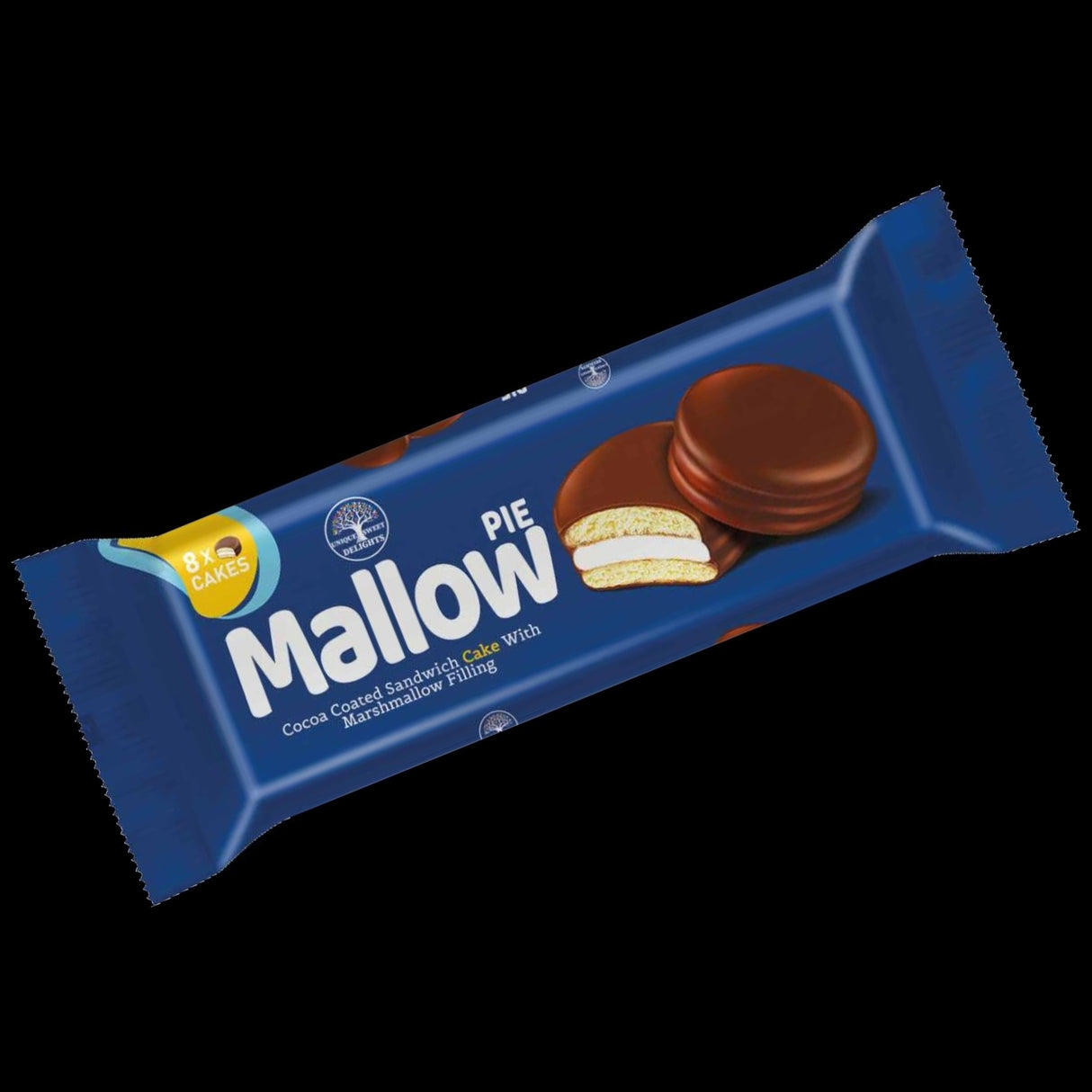 Unique Sweet Delights Mallow Pie Cocoa Coated Sandwich Cake with Marshmallow Filling - 8 Pack - 6.49 oz (184g)