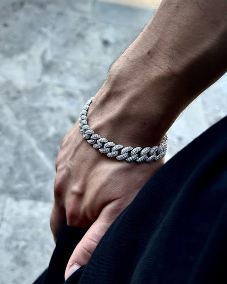925 Sterling Silver Iced Out Cuban Bracelet - Handcrafted Zirconia