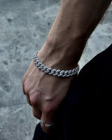 925 Sterlingsilber Cuban-Armband mit Eismotiv – Handgefertigt mit Zirkonia