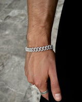 925 Sterlingsilber Cuban-Armband mit Eismotiv – Handgefertigt mit Zirkonia