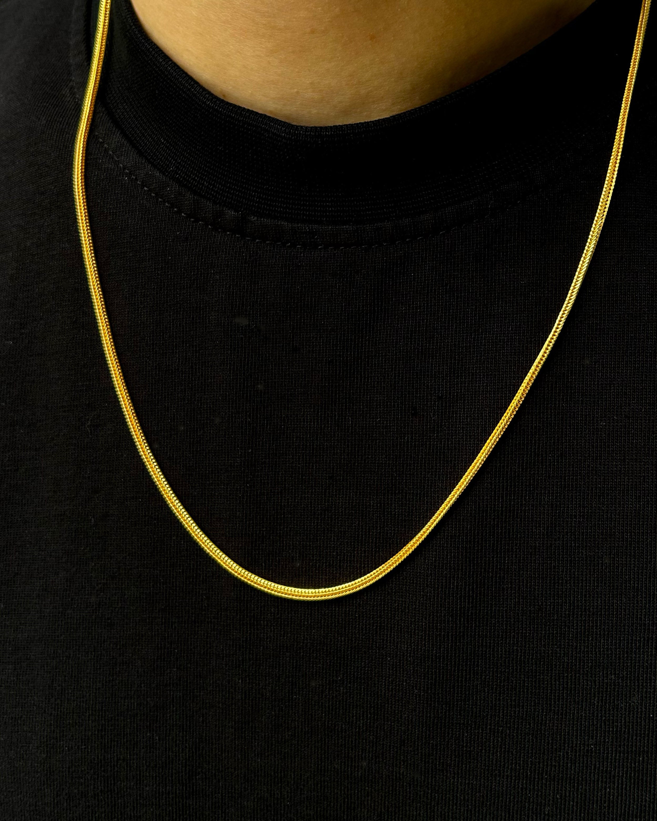 22K Gold Plated Sterling Silver Foxtail Chain - Elegant & Lustrous