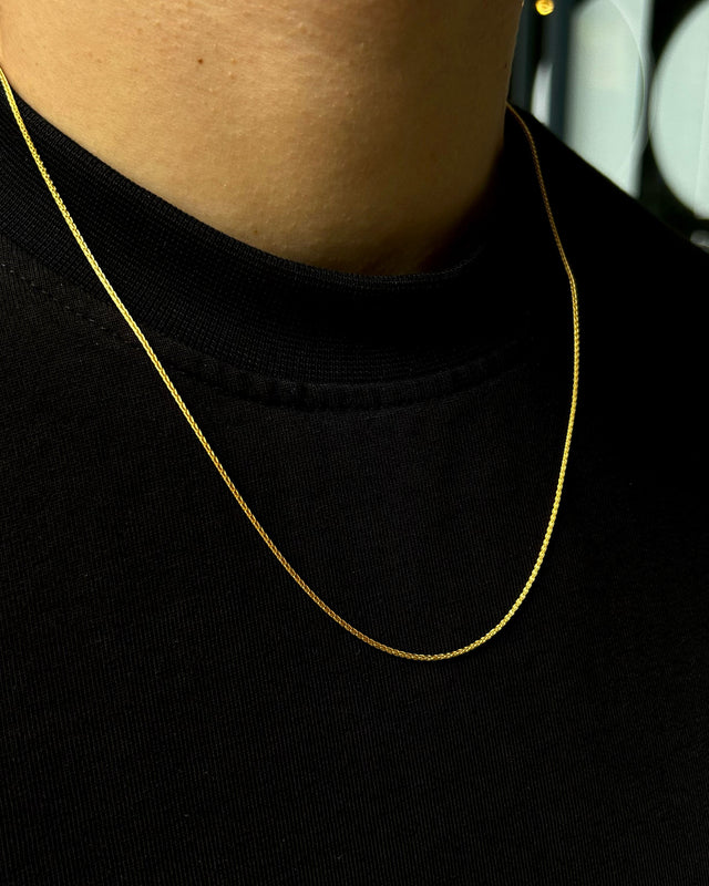 22K Gold Plated Sterling Silver Spiga Chain - Twisted Minimalist