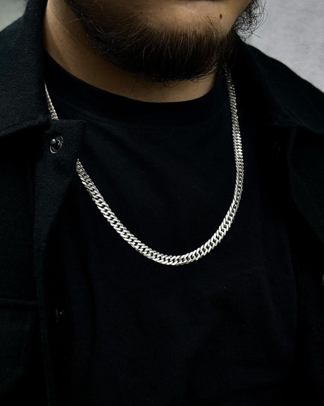 925 Sterling Silver Double Cuban Chain Necklace - Handcrafted Statement