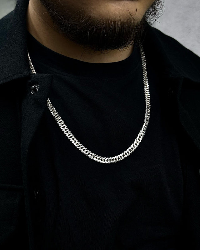 925 Sterling Silver Double Cuban Chain Necklace - Handcrafted Statement