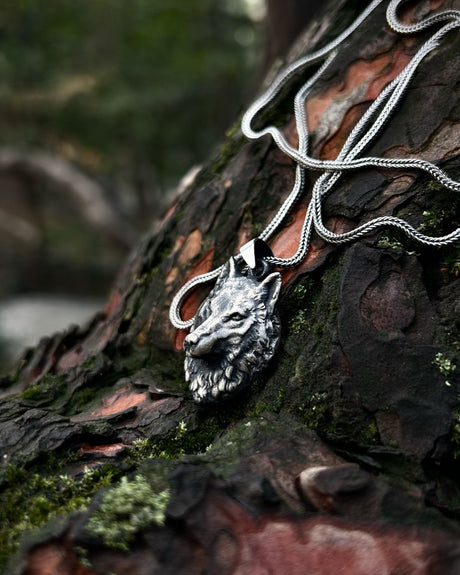Sterling Silver 3D Wolf Pendant Necklace - Symbol of Freedom