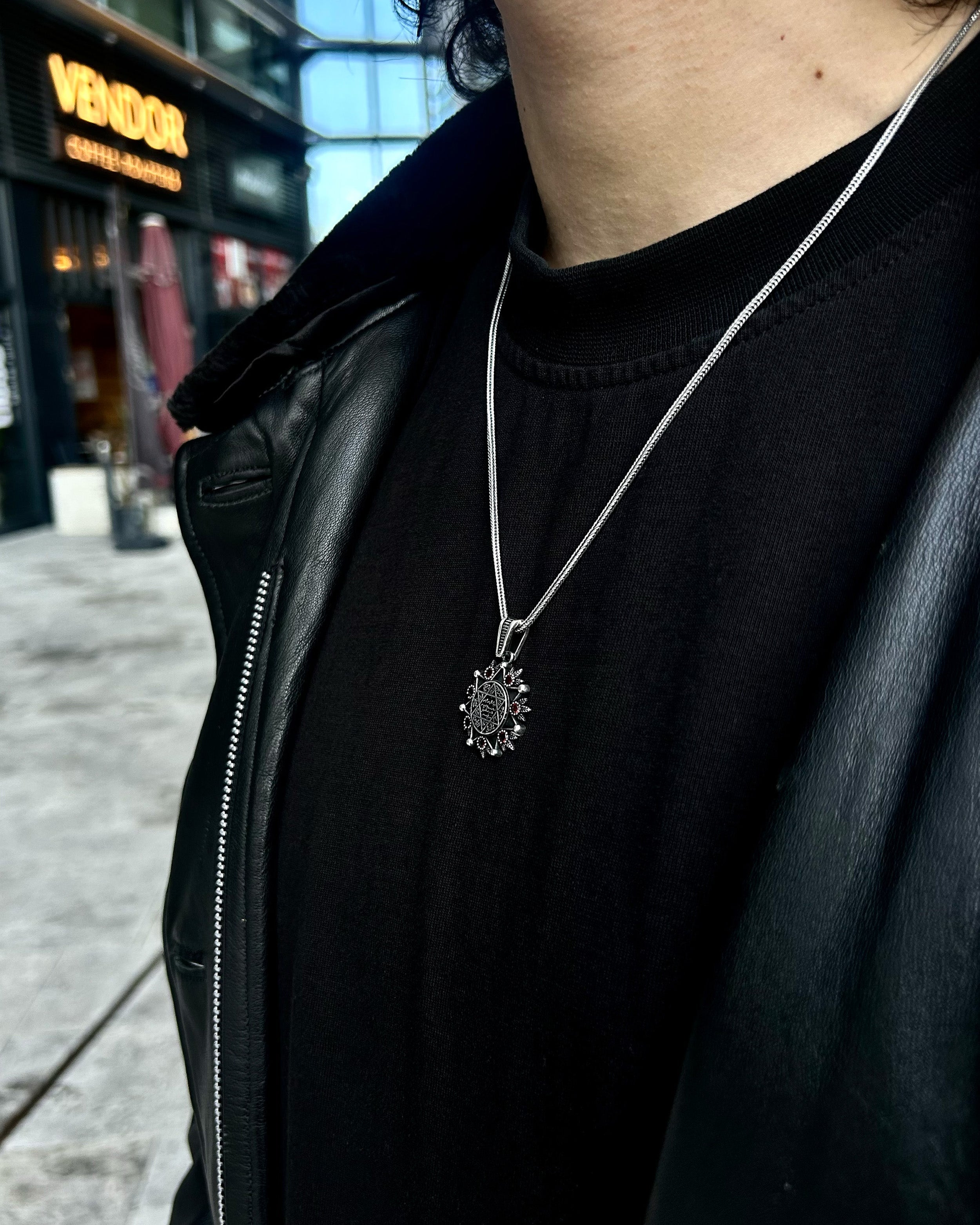 925 Sterlingsilber Anhänger Halskette mit Siegel des Salomon Stern - Mystischer Talisman
