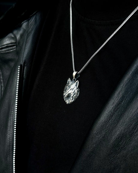 Sterling Silver 3D Wolf Pendant Necklace - Symbol of Freedom