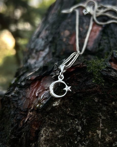 925 Sterling Silver Minimalist Crescent & Star Necklace