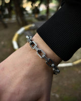 Sterling Silver Handcrafted Link Bracelet - Bold Patterned