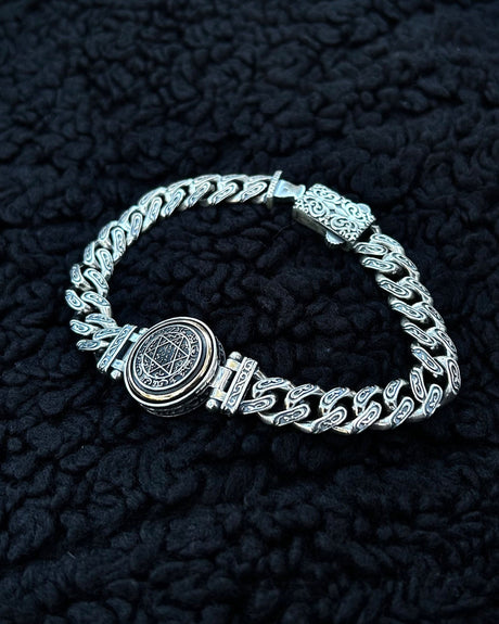 925 Sterling Silver Chain Bracelet - Seal of Solomon Protection Talisman