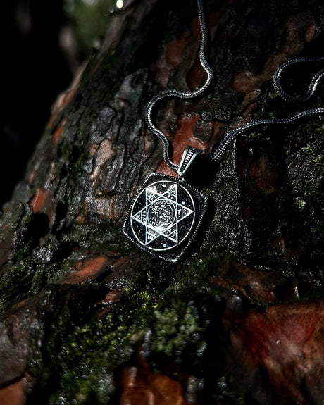 Black Sterling Silver Protective Solomon's Seal Necklace