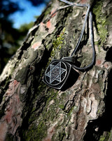 Collier protecteur en argent sterling noir Sceau de Salomon