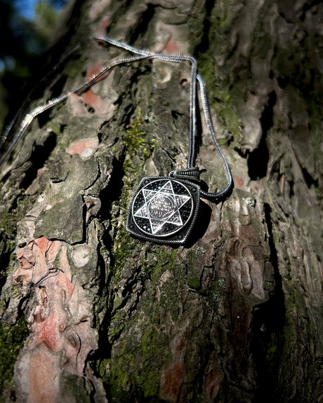 Black Sterling Silver Protective Solomon's Seal Necklace