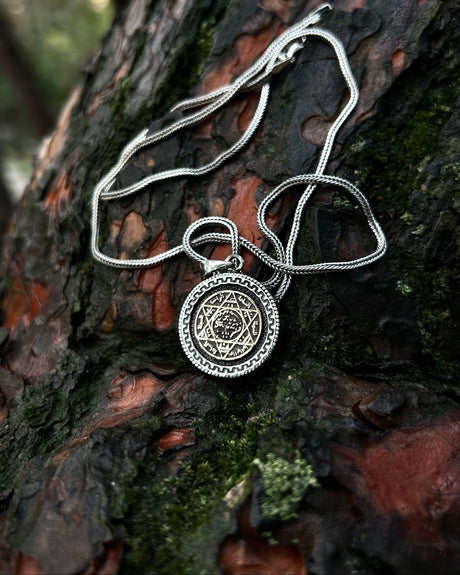 Sterling Silver Pendant Necklace - Seal of Solomon Talisman
