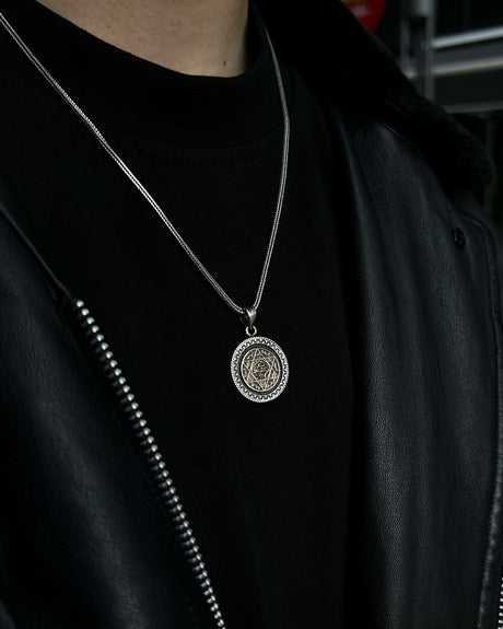 Sterling Silver Pendant Necklace - Seal of Solomon Talisman