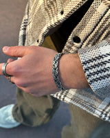 925 Sterling Silver Braided Cuff Bracelet - Adjustable Handcrafted