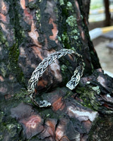 925 Sterling Silver Braided Cuff Bracelet - Adjustable Handcrafted