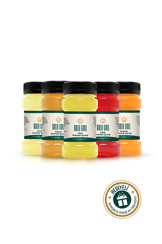 Gold Gull Gourmet Coffee & Beverage Syrup Variety Pack - Lime, Melon, Banana, Strawberry, Pineapple - 5 x 80ml (400ml Total)