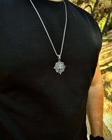 Sterling Silver Lion Medallion Pendant Necklace - Bold Statement