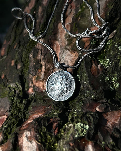 Sterling Silver Lion Medallion Necklace - Rebel Spirit & Strength