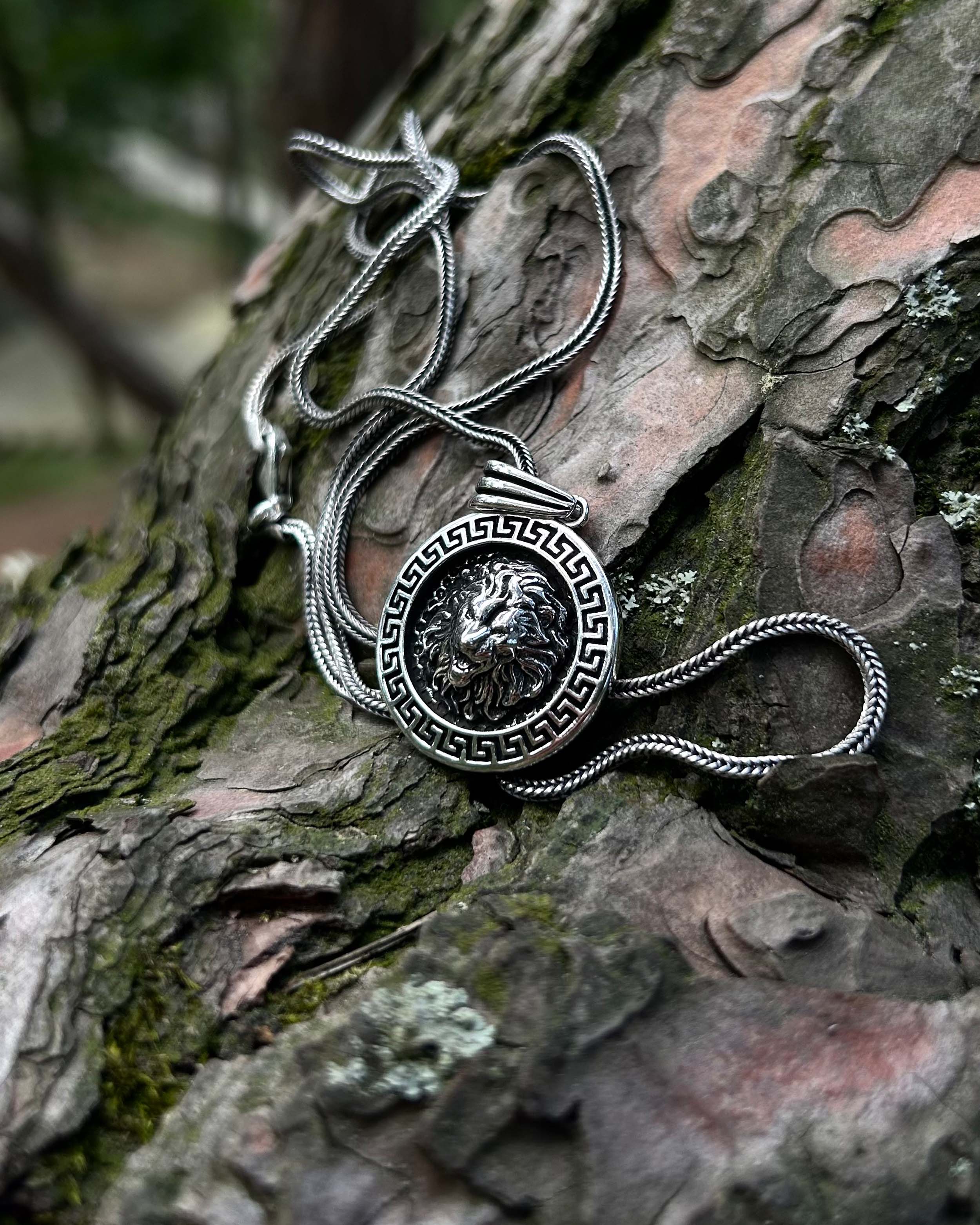 925 스털링 실버 라이언 메달리온 목걸이 - 용기와 리더십