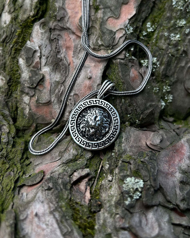 925 Sterling Silver Lion Medallion Necklace - Courage & Leadership
