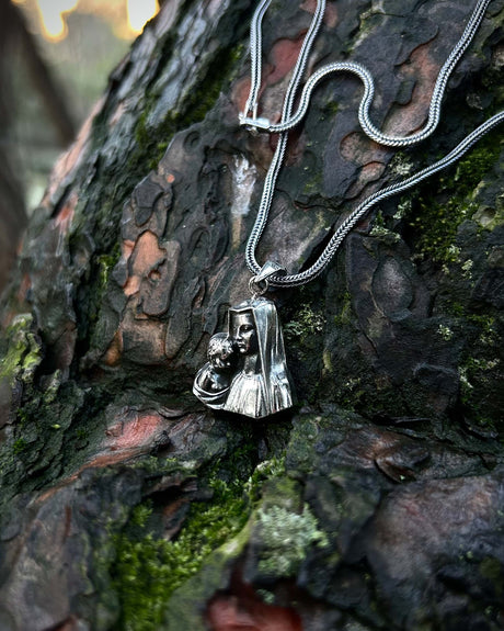 Sterling Silver Virgin Mary & Jesus Pendant - Handcrafted Sacred Icon