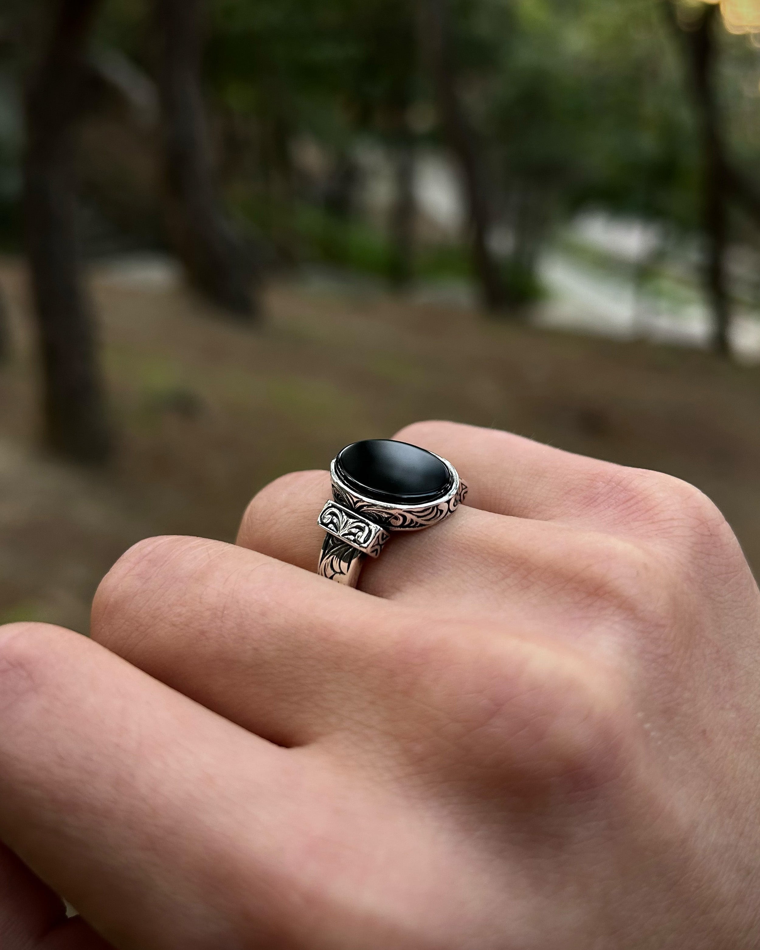 Minimalist Black Onyx Ring - 925 Sterling Silver for Modern Style